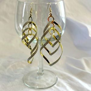 Gold and glittery bangle earrings